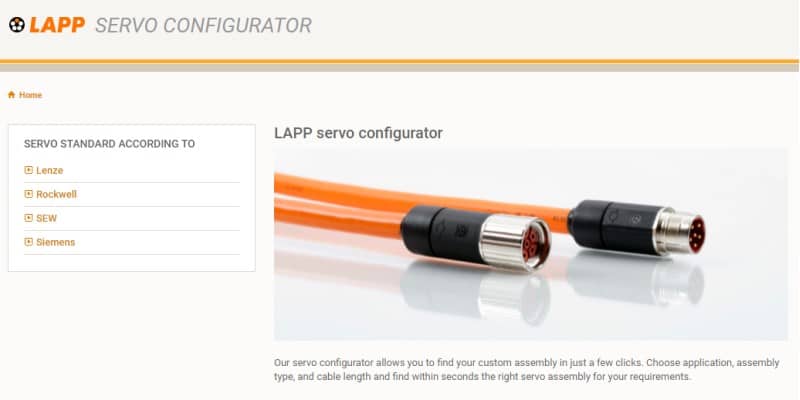 LAPP servo konfigurator